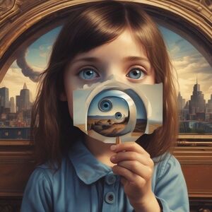 Dreamy Cityscape Art Print with Blue Accents